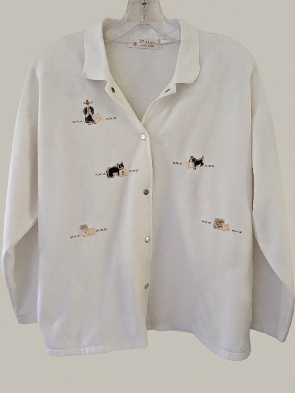Green‎ Apple Vintage Japanese Embroidered Scotty Dog Snap Jacket L